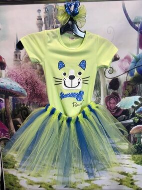 Kids Neon Green & Blue Tutu Costume with Shirt